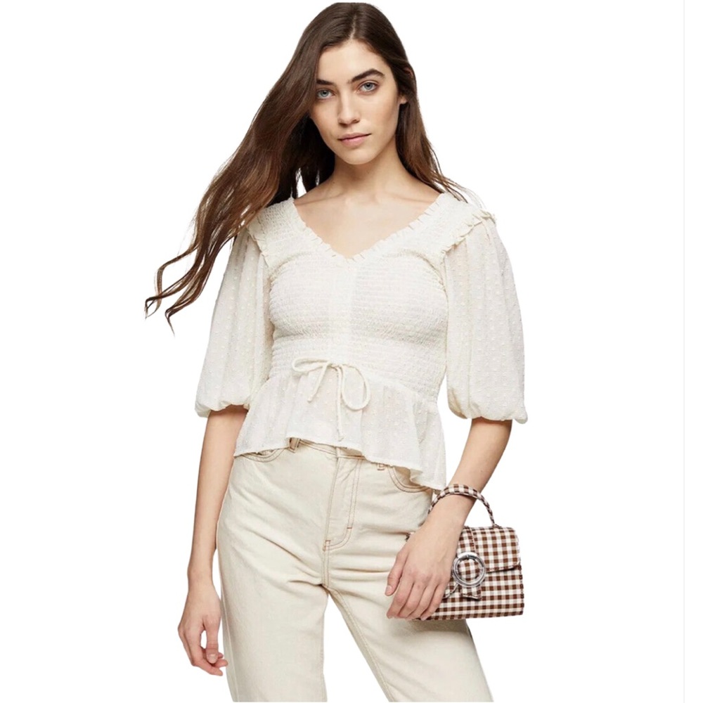 Topshop White Peplum Blouse
